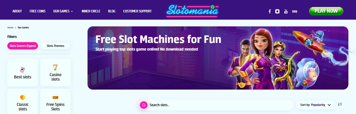 Slotomania Casino homepage